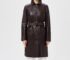 Женское кожаное пальто Max Mara Weekend тёмно коричневого цвета